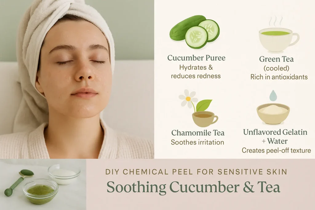 DIY Chemical Peel for Sensitive Skin: Soothing Cucumber & Tea